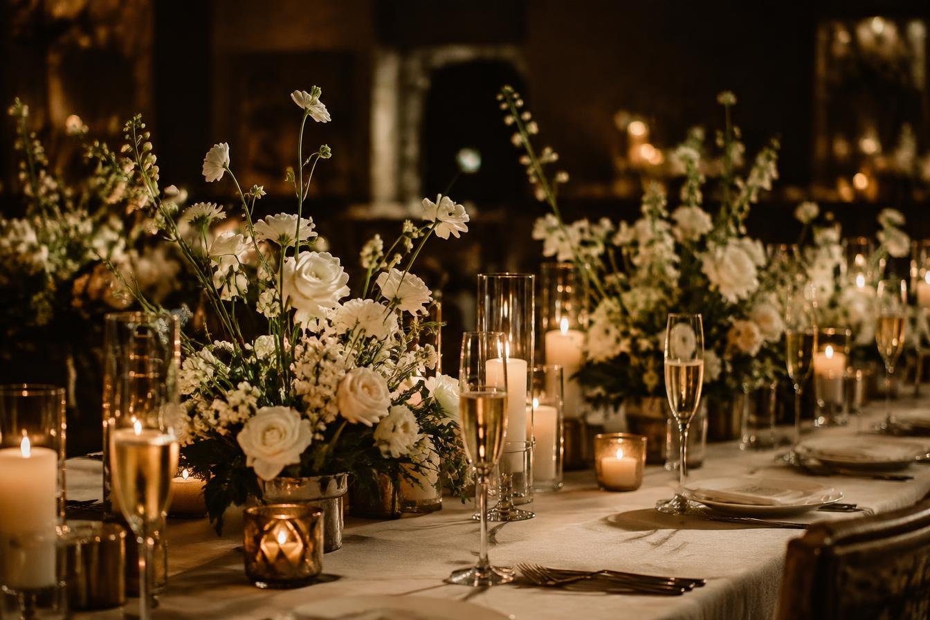 Candlelit reception table